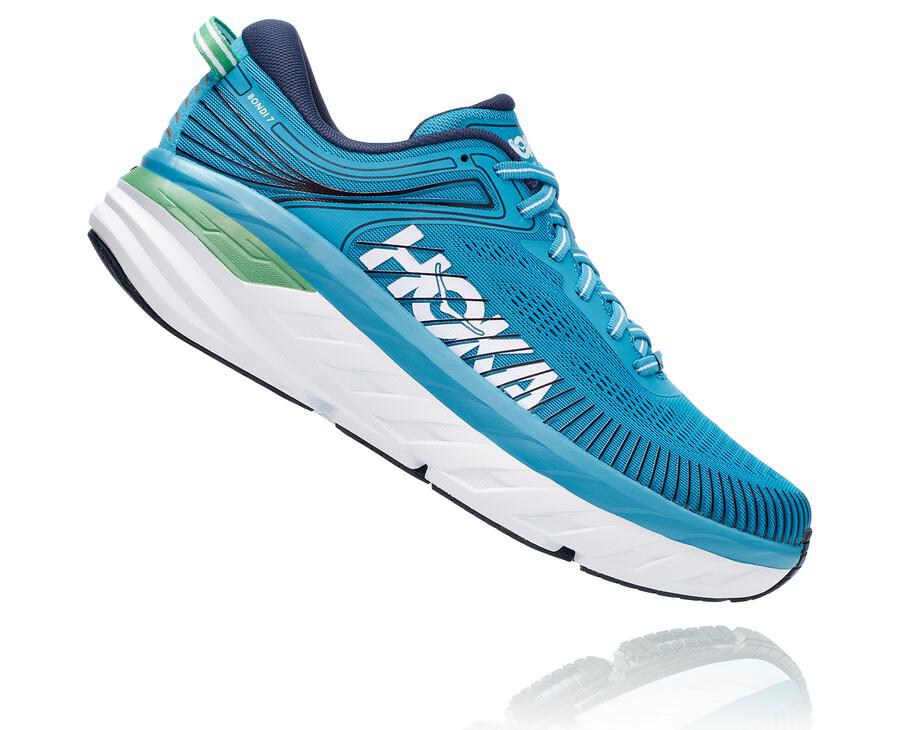 Hoka One One Koşu Ayakkabısı Erkek Mavi/Beyaz - Bondi 7 - RS1078493